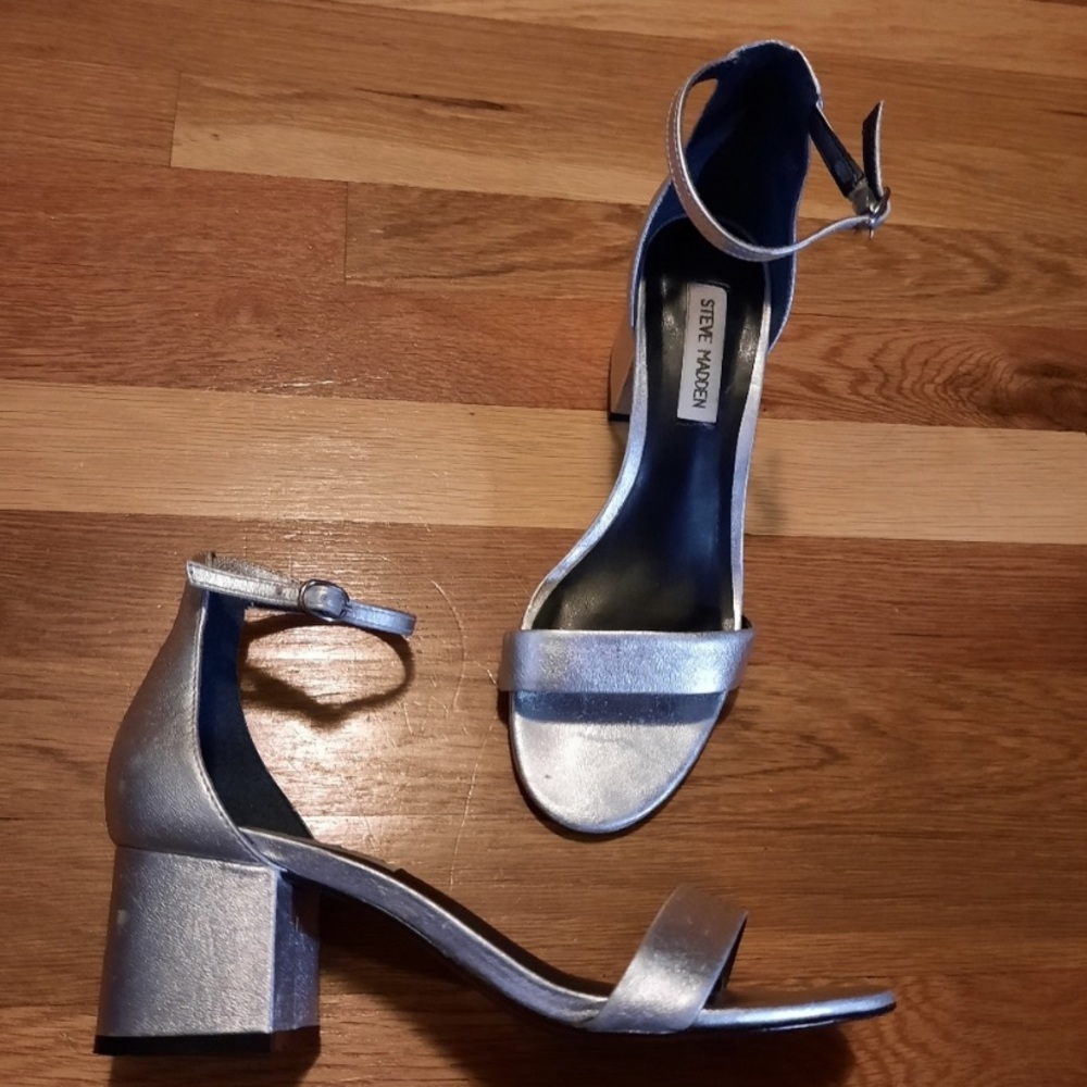 Steve Madden silver Irenee occasion low block heel